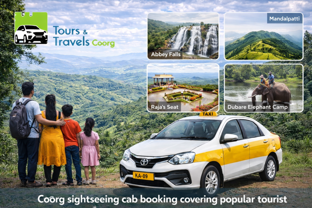 Coorg sightseeing cab booking covering popular tourist places
