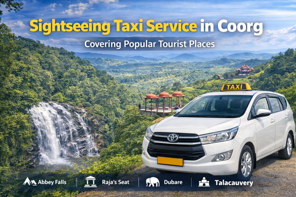 Sightseeing taxi service in Coorg covering popular tourist places