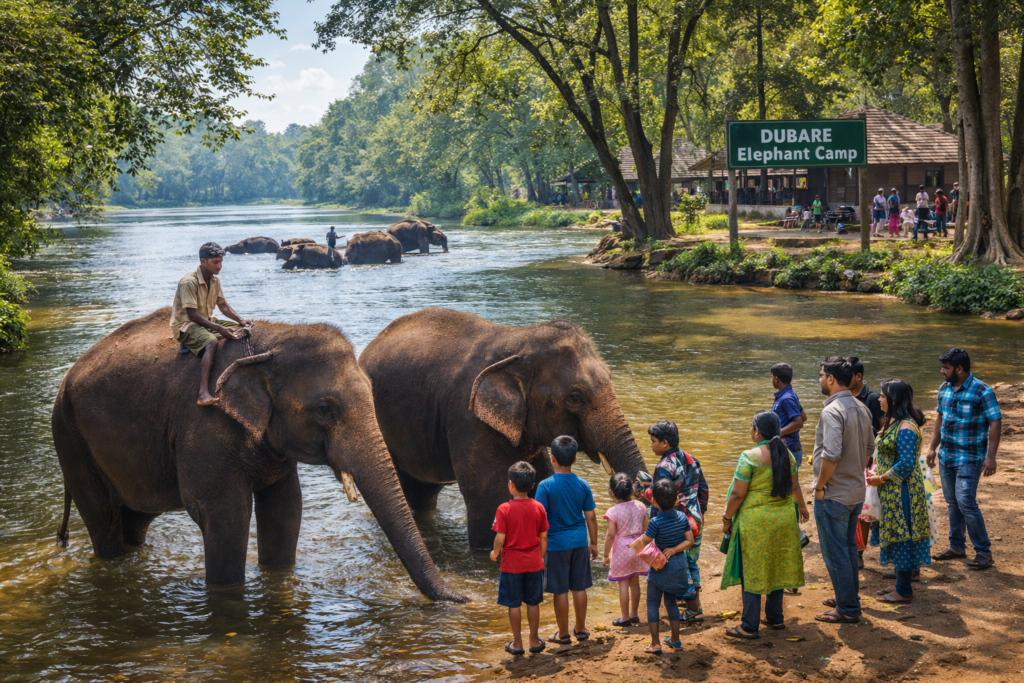 Dubare Elephant Camp in Coorg, a family-friendly attraction covered by Coorg tour packages